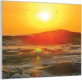 Acrylglas  –Hoge Golven met Zon-50x50 (Met ophang)