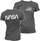 NASA Dames Tshirt -L- Black Flag Grijs