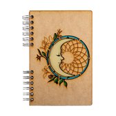 KOMONI - Duurzaam houten Schetsboek - Gerecycled papier - Navulbaar - A4 - Blanco -   Maan