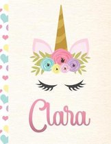 Clara: Personalized Unicorn Sketchbook For Girls With Pink Name - 8.5x11 110 Pages. Doodle, Sketch, Create!