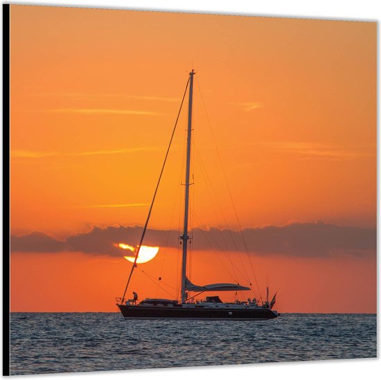 Dibond –Zeilschip aan de Horizon– 50x50 Foto op Aluminium (Met ophang)