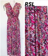 Dames jurk met bloemenprint one size roze/zwart