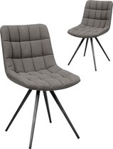 set van 2 design stoelen denimstof antraciet en metalen frame