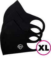 SafeSave XL zwarte modieuze wasbaar mondkapje- Herbruikbaar en wasbaar design mondkapjes  - 100% neopreen waterdicht materiaal- niet medisch masker- Unisex dames en heren face mask- ov verplicht mondkapjes kopen en bestellen- per 3 stuks verpakt