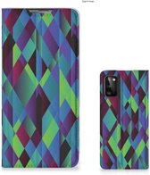 Hoesje Samsung Galaxy A41 Bookcase Abstract Groen Blauw