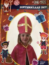 sinterklaas set een maat roze mijter en cape - Sinterklaas pak voor kinderen 2-delig cape & mijter