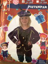 Pietenpak 6-8 jaar met muts kleur paars met zwart - blouse broek en pietenmuts voor jongens en meisjes - sinterklaasfeest