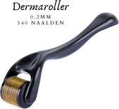 Dermaroller blackgold 0.2MM 540 Naalden Perfect voor beginners & Gezicht | Incl bewaarbakje | Titanium | Derma roller - Anti aging – Anti rimpel – Huidverzorging – Huidverjonging – Gezicht – 