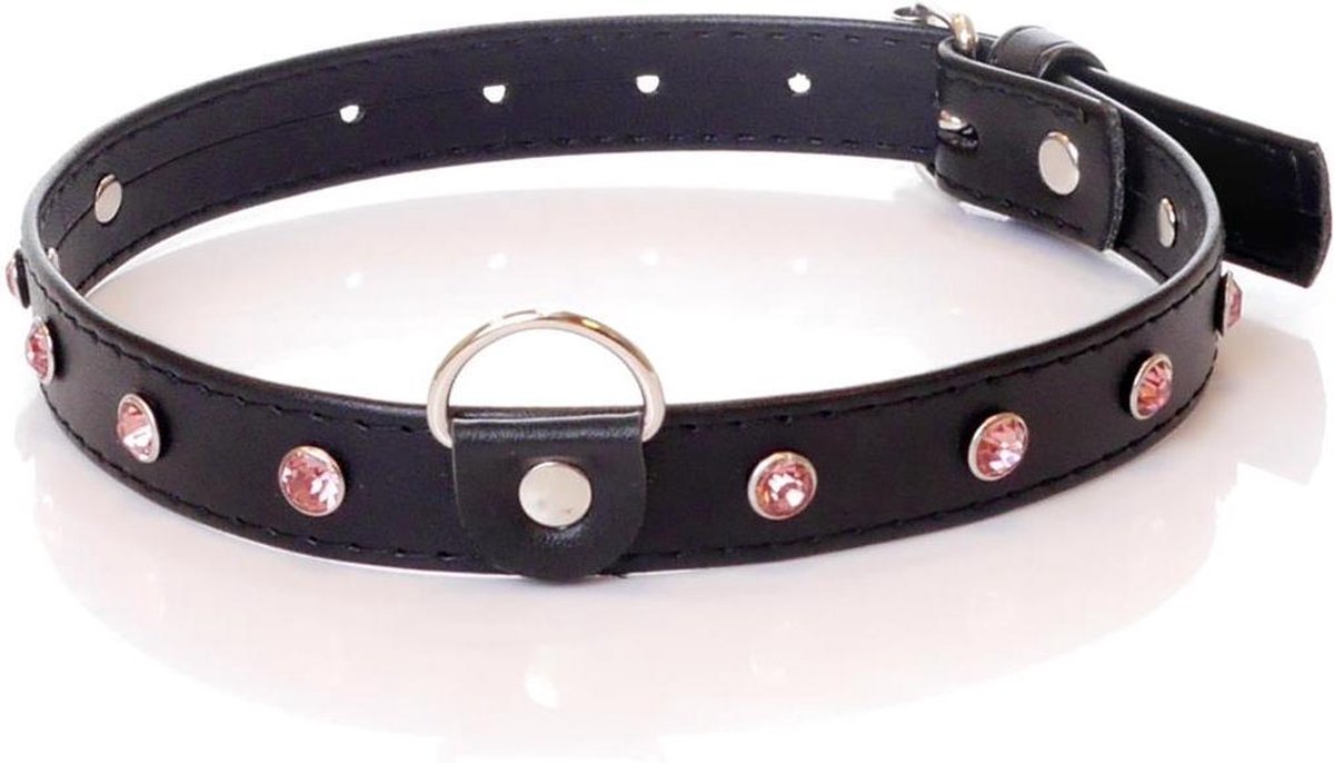 Goedkoopste Halsband - Collar- Fetish - Boss Series Collar - 2 cm - Roze - Kristallen