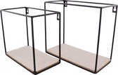 Metalen wandbox Zwart- Set van 2 - wandrek - muurdecoratie - wandplank