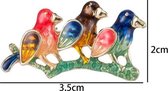 Vogel Speld-Broche met Gekleurde Zirkonia