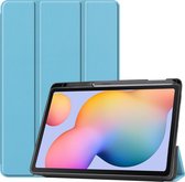 Hoes Geschikt voor Samsung Galaxy Tab S6 Lite Hoes Book Case Hoesje Trifold Cover Met Uitsparing Geschikt voor S Pen - Hoesje Geschikt voor Samsung Tab S6 Lite Hoesje Bookcase - Blauw