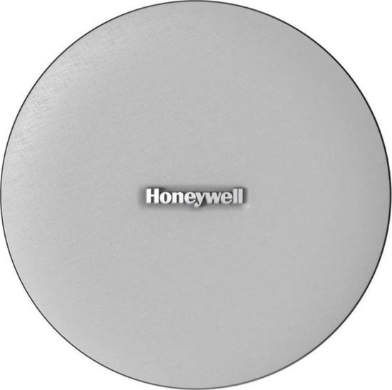 Witte ronde deurbel van Honeywell.