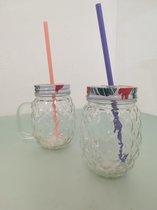 Drinkbekers - 2 stuks - met gekleurde deksels