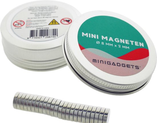 Super sterke magneten - 8 x 2 mm (10-stuks) - Rond - Neodymium - Koelkast magneten - Whiteboard magneten – Klein - Ronde - 8x2mm - Minigadgets