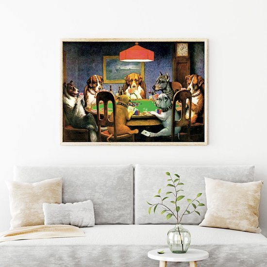 Tapisserie Oreiller « Chiens Jouant Au Poker » Signée - Coton 100% - 16x16 Pouces - Occasion