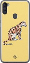 Samsung A11 hoesje siliconen - Leo wild | Samsung Galaxy A11 case | geel | TPU backcover transparant