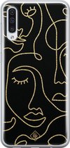 Samsung A70 hoesje siliconen - Abstract faces | Samsung Galaxy A70 case | zwart | TPU backcover transparant
