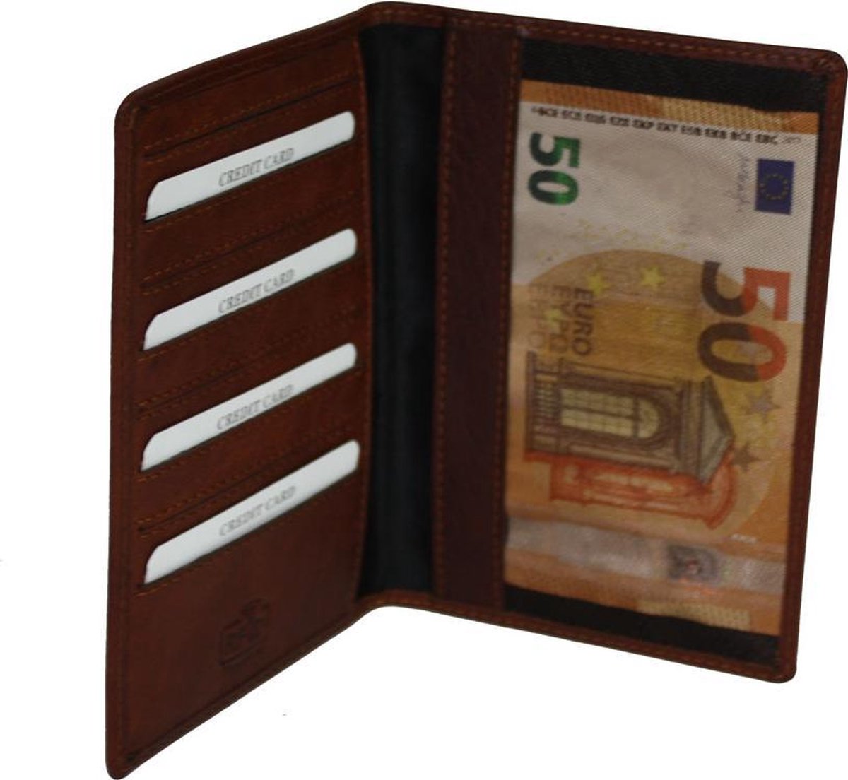 Autopapieren Portefeuille Groene kaart mapje Leer Cognac Klassiek model