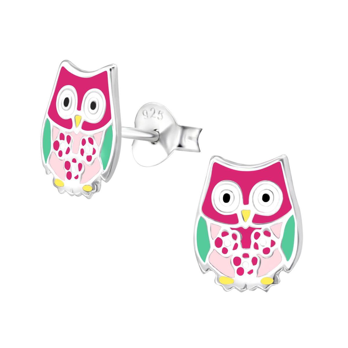 WeLoveSilver - kinderoorbellen zilver - uilen met bloemmotief