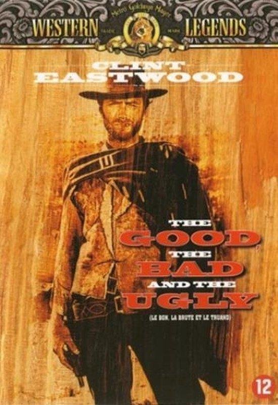 Clint Eastwood als 'The Man with No Name' in The Good, The Bad and The Ugly, met hoed en ponchovest.