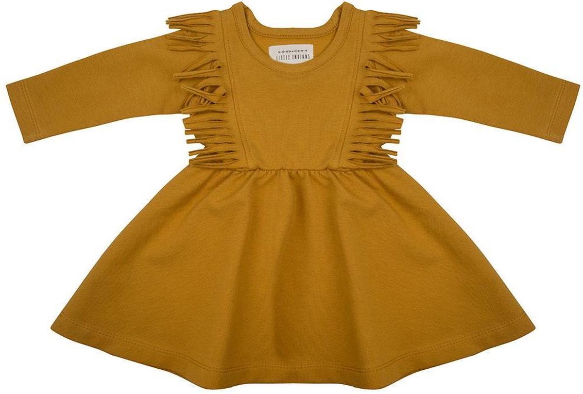 Little Indians Boho Dress Honey - Jurk - Lange Mouwen - Geel - Meisjes - Maat: 2-3 jaar