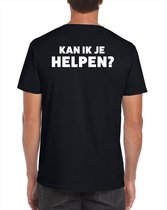 Kan ik je helpen t-shirt zwart voor heren - bedrukking aan achterkant - beurzen en evenementen - vraagbak / hulp shirt XL