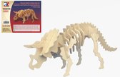 Houten dieren 3D puzzel Triceratops dinosaurus vogel - Speelgoed bouwpakket 32 x 8,5 x 12 cm