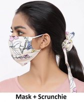 Trendy set mondkapje scrunchie Fiesta|Katoen mondkapje|Wasbaar Herbruikbaar