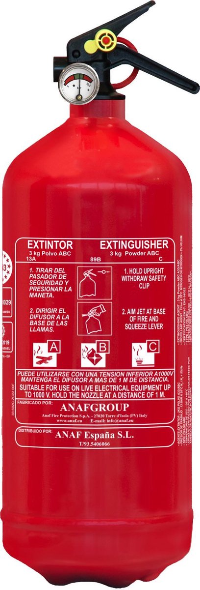 ANAF PS3-HX ABC Poederblusser 3KG + ophangbeugel