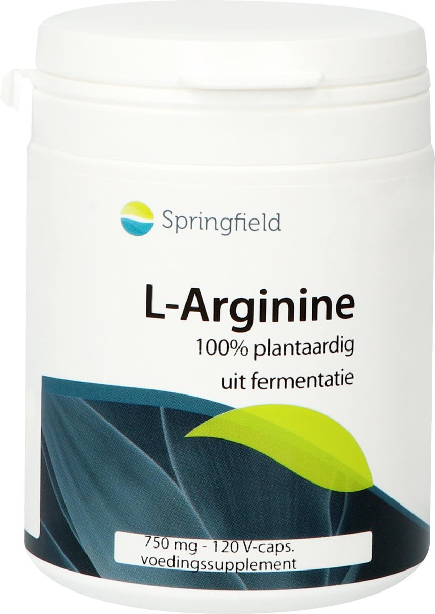 Goedkoopste Springfield - L-Arginine HCL 750 mg uit fermentatie – 100 plantaardig - 120 V-caps