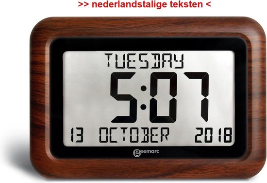 pols roestvrij Overleg GEEMARC VISO10 digitale JUMBO kalender klok met onverkorte dag / datum /  tijdweergave... | bol.com