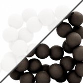 Acryl kralen - 2 kleuren - 4 & 6mm - 150 stuks - zwart & wit