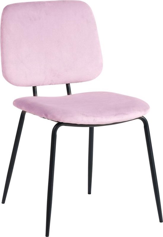 School Chair Roze Velvet - Eetkamer stoel - Metalen frame |