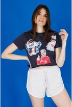 La Pèra - Grijs Cartoonfiguren vrouwen 90% Katoen Dames T-shirt - Maat S