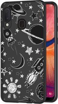 Hoesje Siliconen Geschikt voor Samsung Galaxy A20e - Design Backcover siliconen - Zwart / Meerkleurig / Space