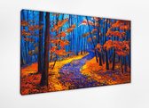 Braveprint - Schilderij - Mooie Herfst Bos Afgedrukt % Uitgerekt Het Hoge Kwaliteit. Muurhanger Geïnstalleerd. - Multicolor - 60 X 80 Cm