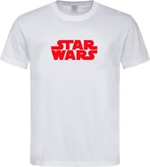 Wit T shirt met Rood “Star Wars” logo / ronde hals / Size XL