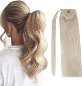 Ponytail Wrap Around NIEUW  zilver grijs Thermofibrehair 60cm 130gram