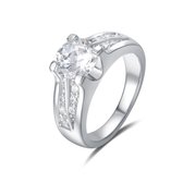 Quiges - 925 Zilveren Ring Klassiek Verloving Helder Solitair met Zirkonia Kristal - QSR10116
