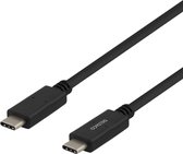 DELTACO USBC-2001M USB-C naar USB-C, 2.0 oplaadkabel, 3A, USB-IF gecertificeerd, 1 meter, Zwart