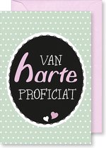 6 Wenskaarten met gekleurde envelop - MGPcards - Van Harte Proficiat - 11,5 x 17 cm
