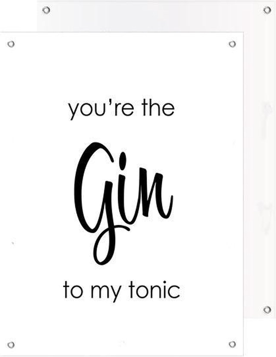 Tuinposter | Tekst - Quote You’re the gin to my tonic (Wit) | 40 x 50 cm | PosterGuru