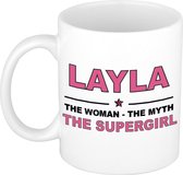 Layla The woman, The myth the supergirl cadeau koffie mok / thee beker 300 ml