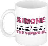 Simone The woman, The myth the supergirl cadeau koffie mok / thee beker 300 ml