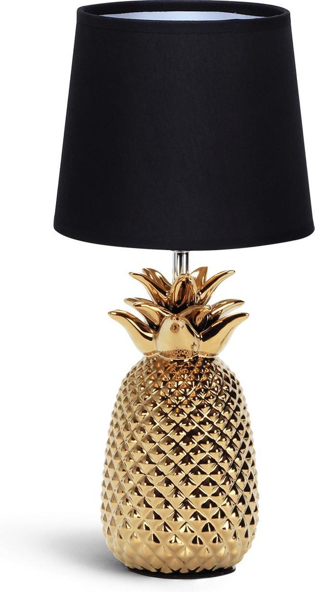 Aigostar Tafellamp Ananas - Keramiek - Lamp met kap - H36cm - Goud | bol.com