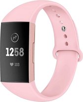 Siliconen Smartwatch bandje - Geschikt voor  Fitbit Charge 4 sportband - roze - Maat: S - Horlogeband / Polsband / Armband
