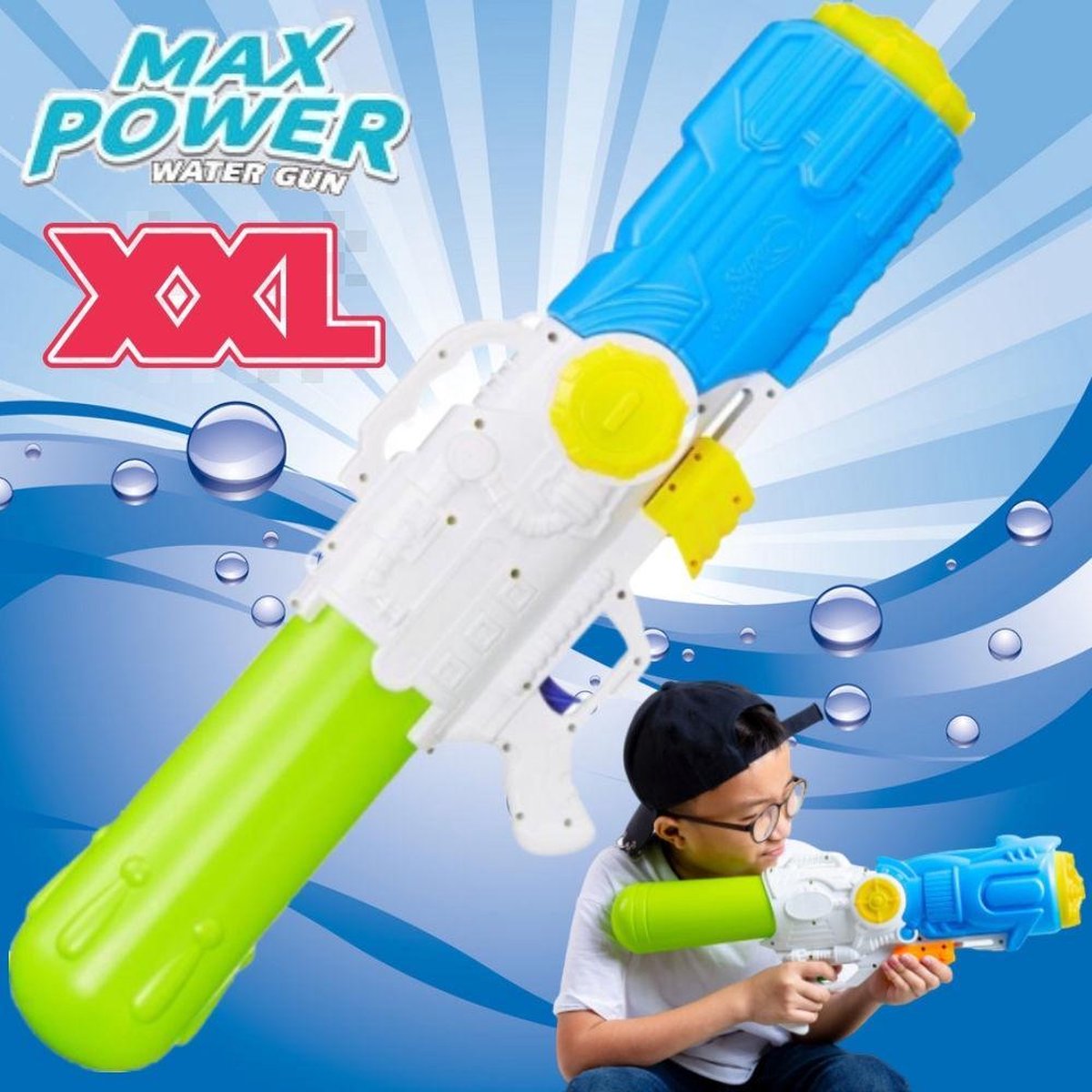 Decopatent® XXL Super Soaker Waterpistool - 3.2 L - Waterpistool Jongens & Meisjes - Groot Watergeweer - 80x15x27 Cm - Groen/Blauw
