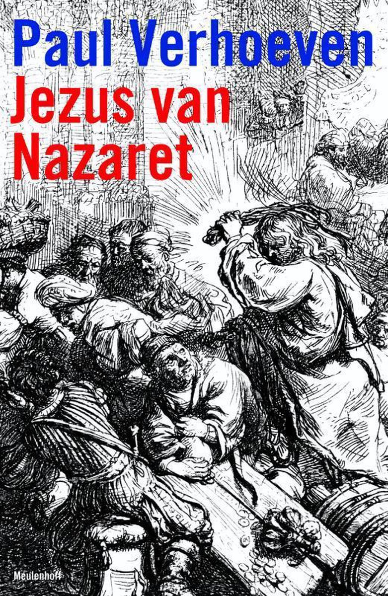 Boekomslag "Paul Verhoeven Jezus van Nazaret" met een zwart-wit illustratie van een groep mensen.