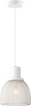 Home Sweet Home - Moderne Hanglamp Mesh - hanglamp gemaakt van Metaal - Wit - 29/29/154cm - Pendellamp geschikt voor woonkamer, slaapkamer en keuken- geschikt voor E27 LED lichtbron